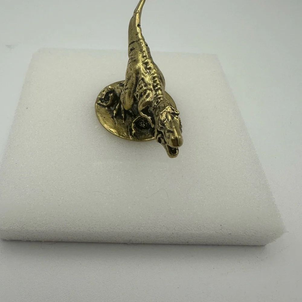Brass T-Rex Miniature Figurine for Dinosaur Enthusiasts